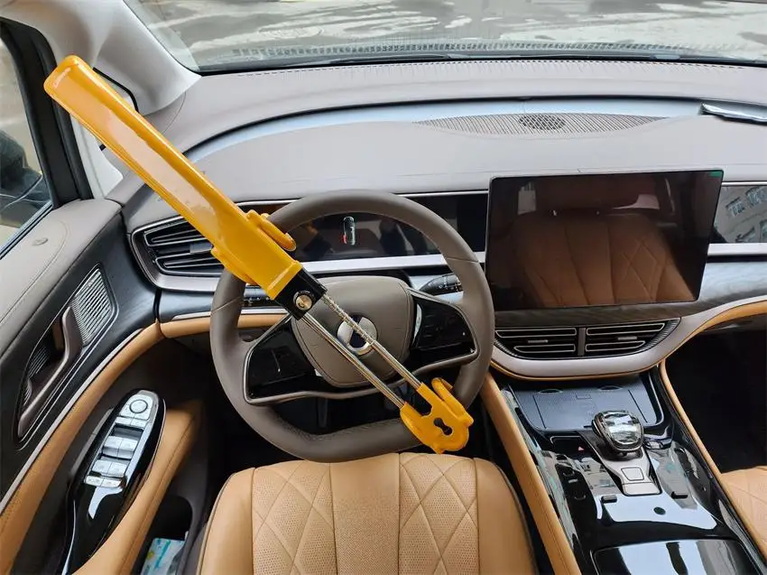 Bloqueo de rueda de coche resistente retractil antirrobo amarillo de seguridad universal Bloqueo del coche