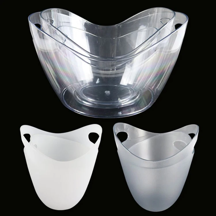 Wholesale KTV Bar Party Oval Shape Wine Vodka Whiskey Beer Champagne Buckets Acrylic Plastic Ice Bucket