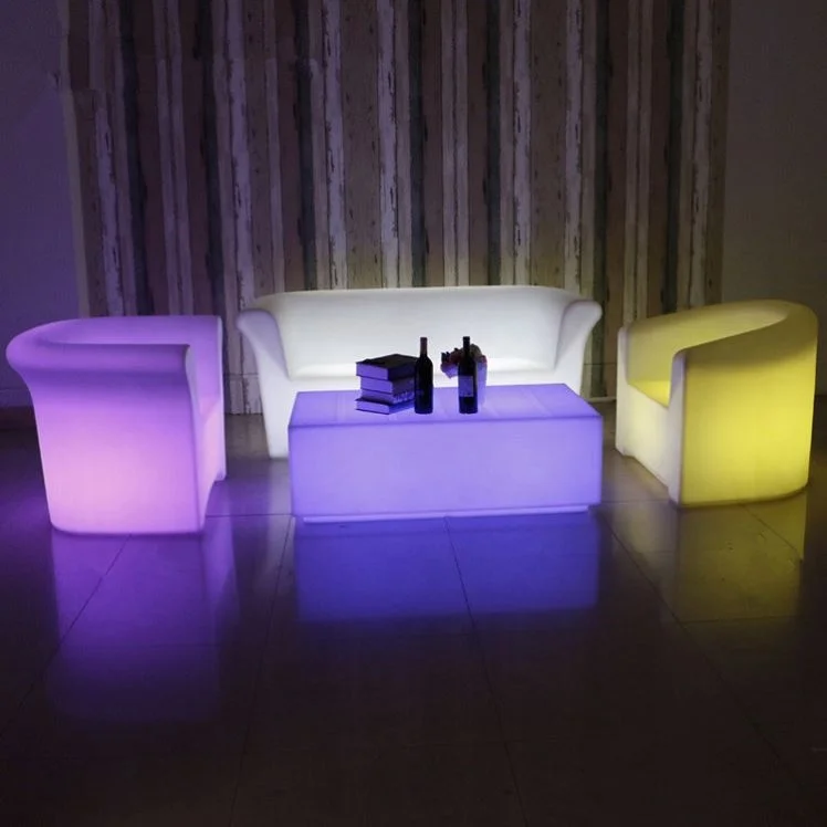 LED outdoor furniture /Events Outdoor glow illuminated bar futuristic furniture plastic led cocktail bar hookah table