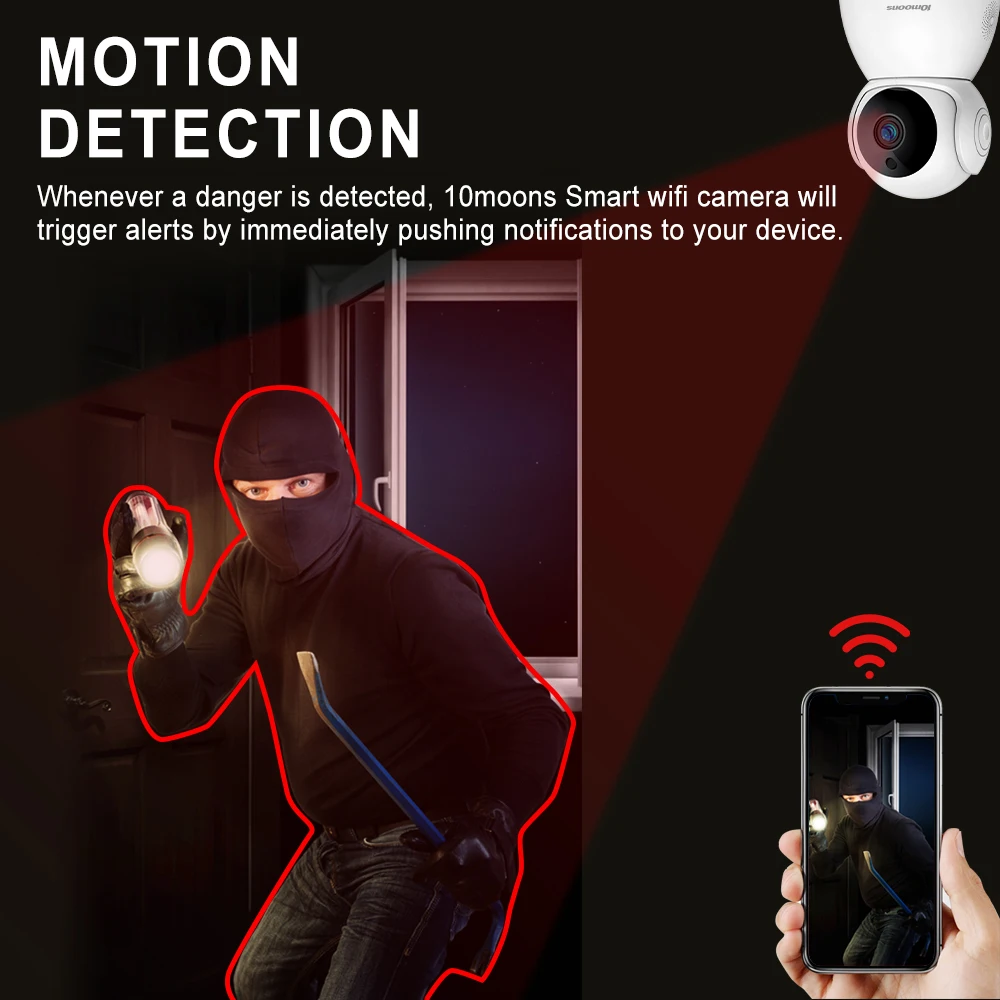 Factory price FHD 1080P 10moons Q8 Indoor Smart Pet Baby Monitor Surveillance IP mini wifi Camera