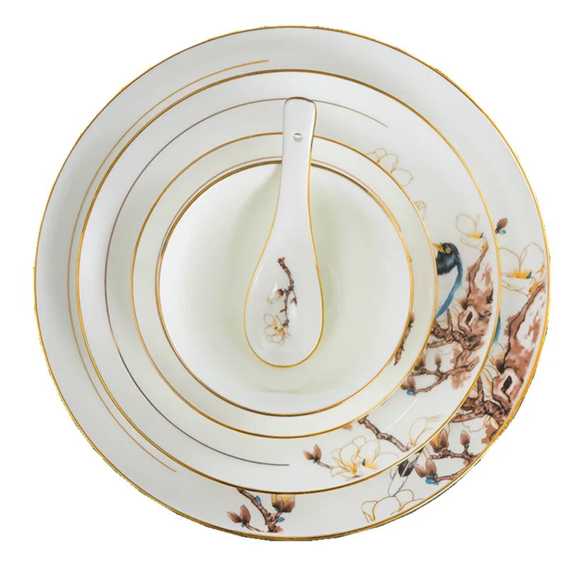 Customized Restaurant Hotel European Dinner Set Ceramic Crockery Porcelain Dinnerware Tableware Sets