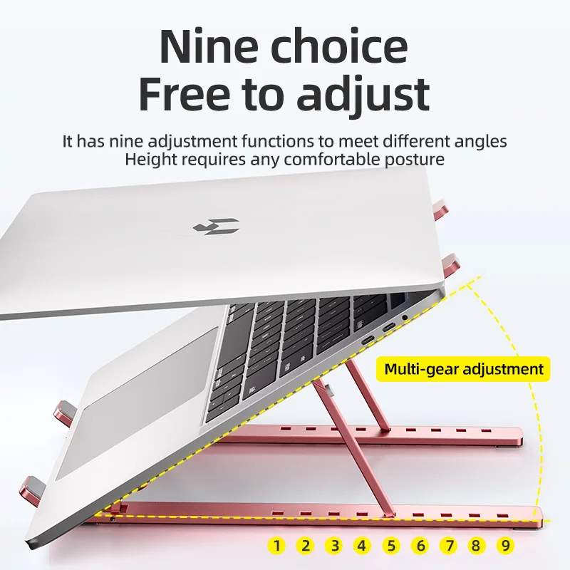 MC Oxidized rose gold aluminum alloy notebook stand foldable and portable laptop stands suit for 15.6 inch laptop