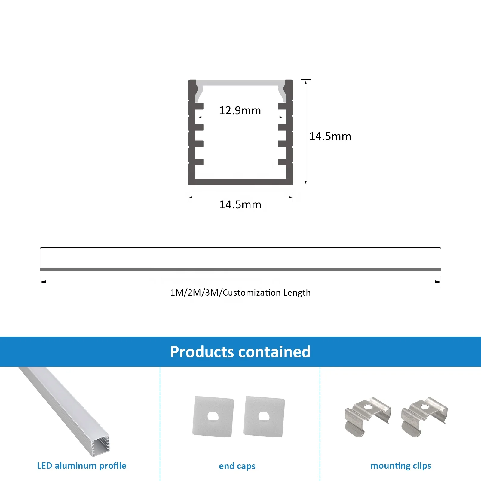 Free Sample 014 Aluminum Profile Heat Sink Led Extrusion 15*15mm Silver Diffuser Aluminum For Led Strip