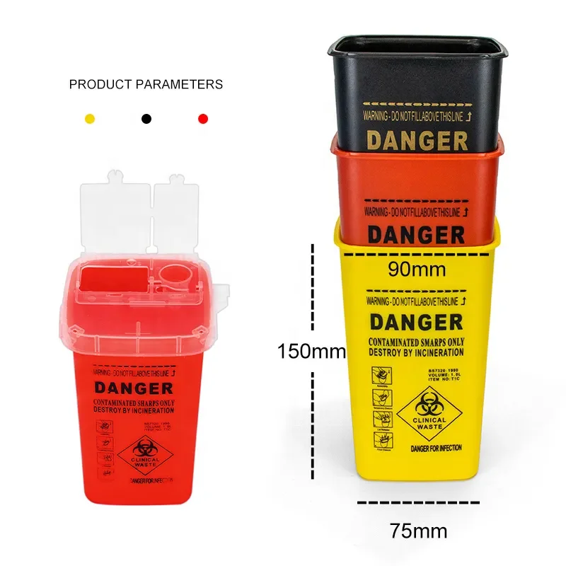 Plastic Sharps Container Biohazard Needle Disposal Box for Infectious Waste For Permanent Makeup