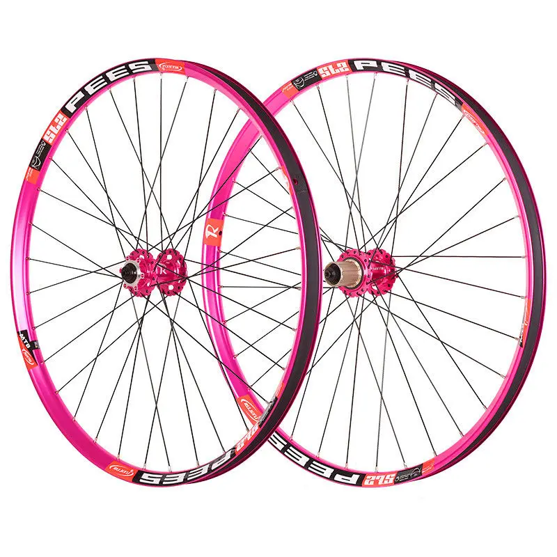 MTB RUJIXU 26/27.5/ 29 дюймов с шестью отверстиями дисковый тормоз велосипедные колеса 32 отверстия розовый обод алюминиевый сплав горный велосипед комплект колес