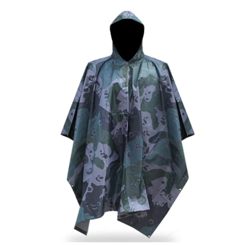 Hiking Camping Emergency Waterproof Lightweight Unisex Hooded Raincoat Camouflage Tactical Poncho