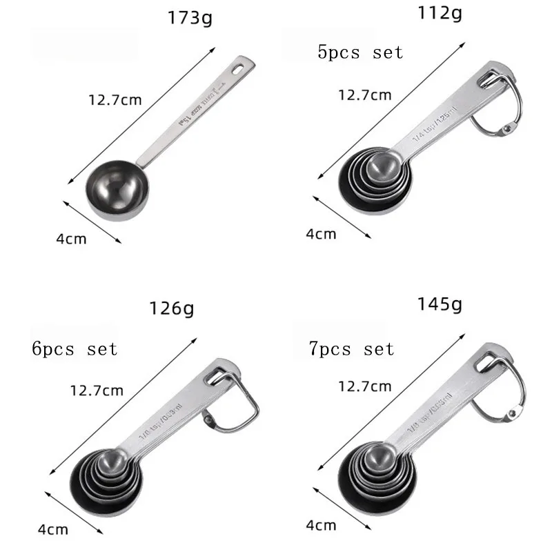 HYRI Popular 5/6/7/8/9 Pieces Set Measure Spoon Set  For Baking Tea Coffee Digital  Stainless Steel Custom Logo Metal Coffee