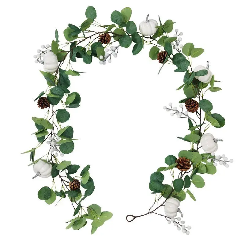 Pumpkin Pine Cone Halloween Thanksgiving Harvest Festival Shopping Mall Decoration Simulation Eucalyptus Rattan