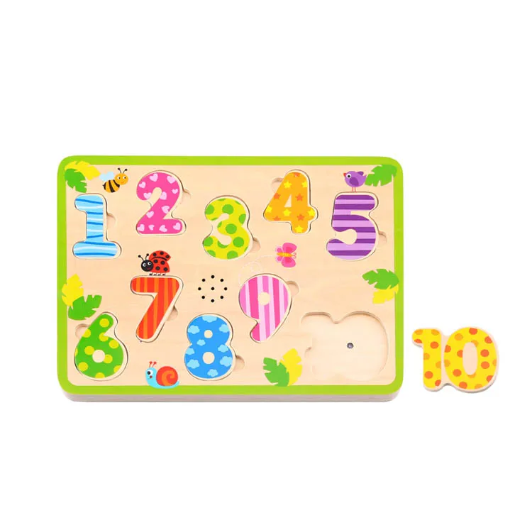 Charming Wooden Number Puzzle With the Real Sound for Baby Kids to Study Numbers While Playing a Toy