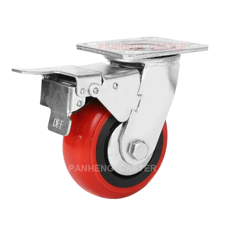 
Professional Supplier Double Brake Korean Style PU Caster 