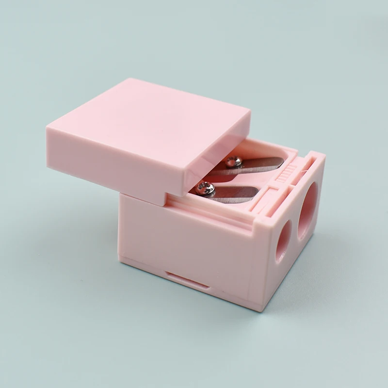 Private Label Double hole mini hand pencil sharpener knife rolling Makeup Eyebrow Lip liner pencil makeup sharpener tool
