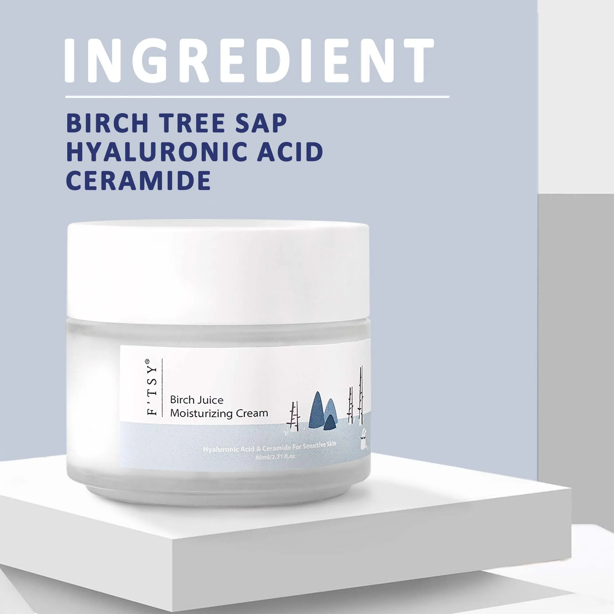 OEM Private Label Natural Birch Juice Moisturizing Cream Soothing Hypoallergenic Face Cream For Sensitive Skin