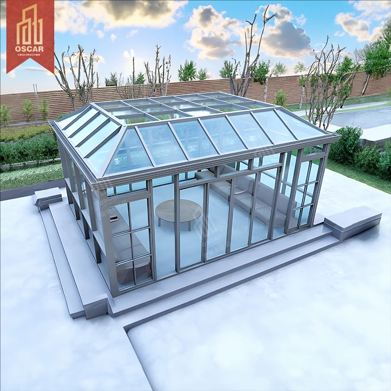 Lighting Tempered Glass Home Installation Processing Yard Aluminum Alloy Inclined Roof Garden Villa Pergola Sun Room
