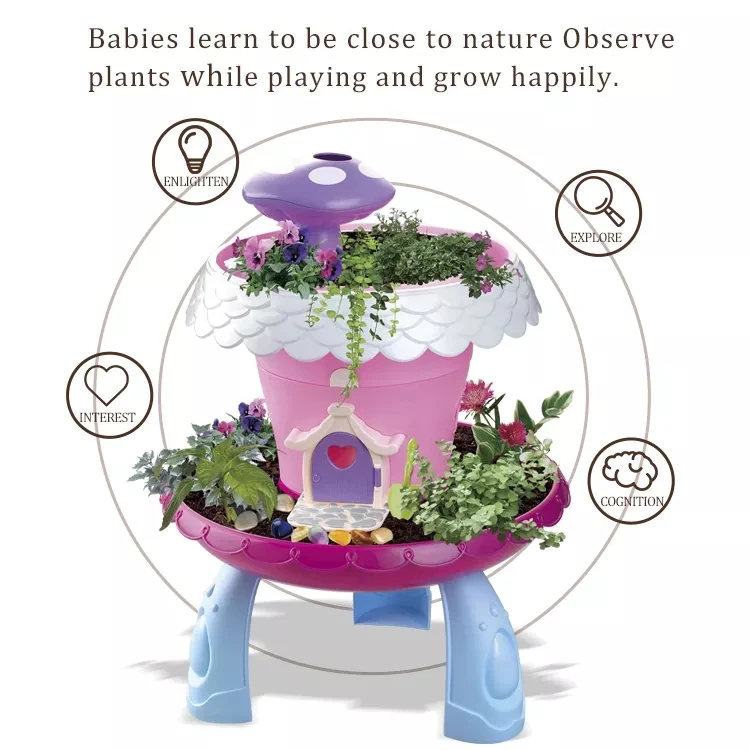 Hot Selling Intelligent Diy Garden Planting Flowers Grass Toy Sets For Boy And Girl With Light And Music For Kids Play