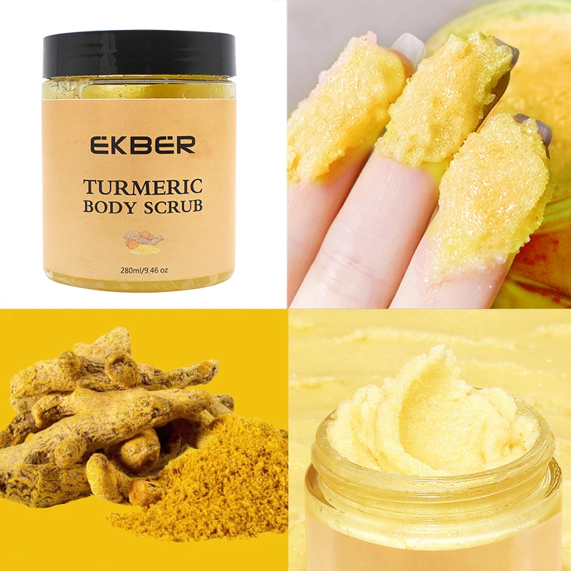 EKBER Private Label Natural Turmeric Vitamin C Exfoliating Hand Body Scrub Brightening Body Scrub For All Skin