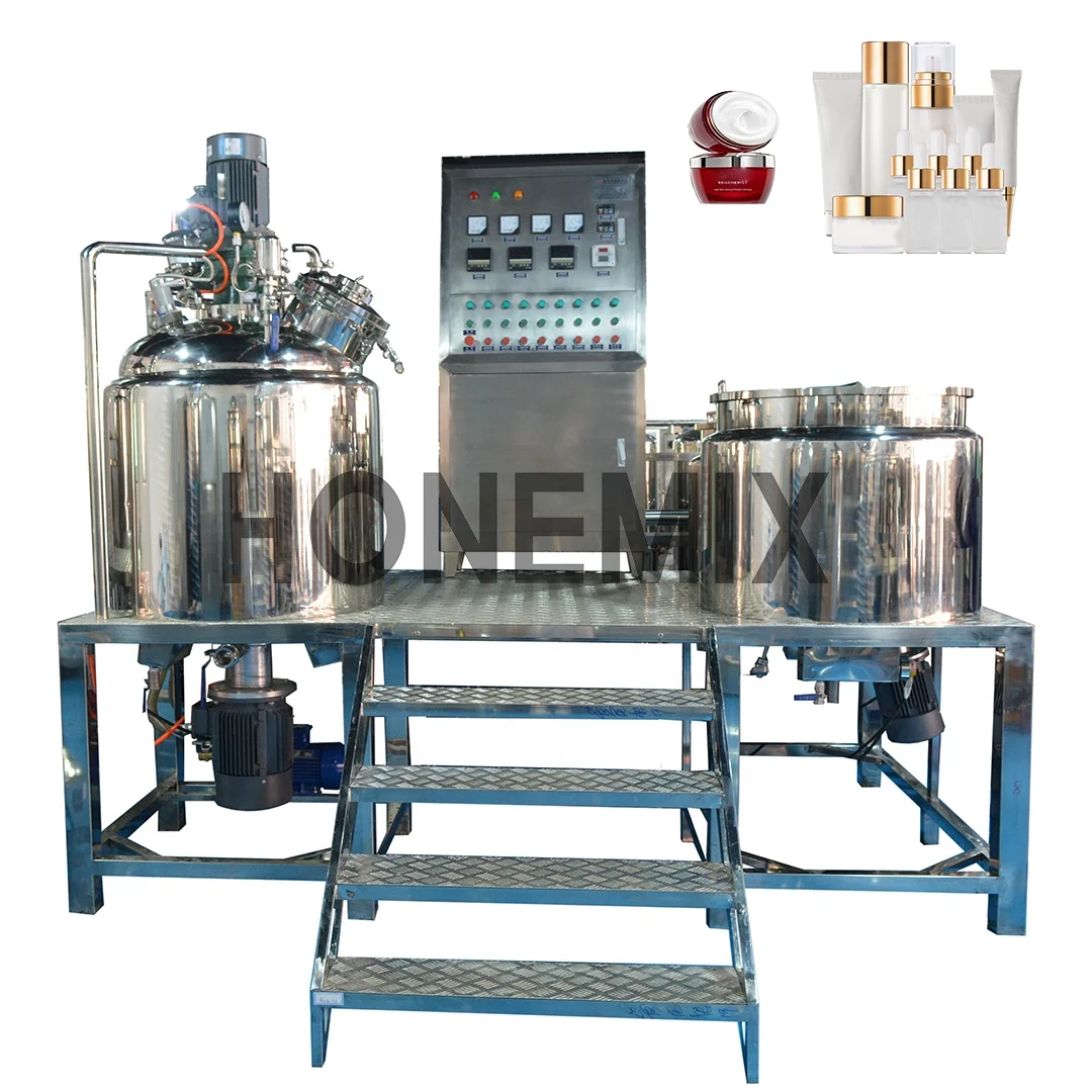 China manufacturing automatic vacuum homogenizing mixer machine fixed type emulsification blender vacuum emulsifying mixing tank