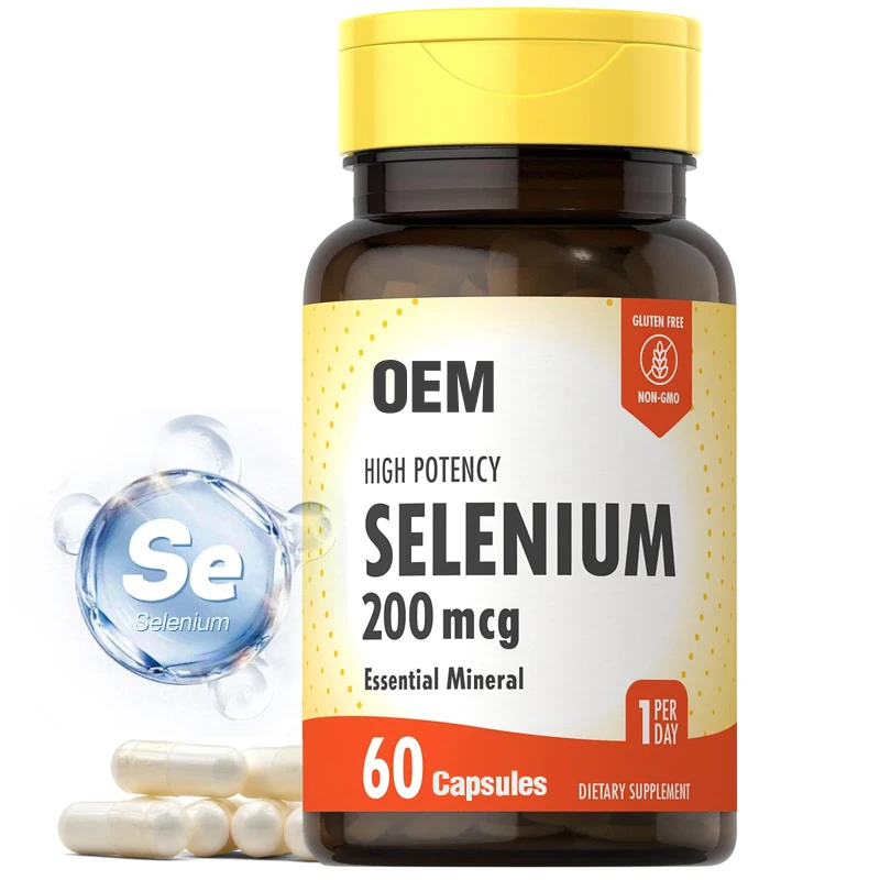 OEM Immune System Thyroid Support Heart Health Prostate Support Supplement Pure Raw Selenium Vegan Capsules For Daily