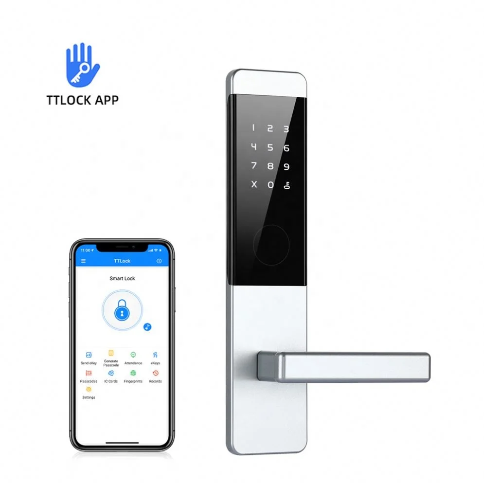 TTlock Wireless Wifi App RFID Card Reader Electronic Door Access Control With Digital Keypad apartment hotel card managed lock