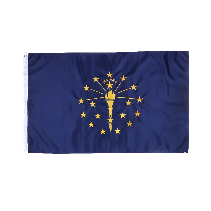 High quality 3x5ft 210D nylon embroidery Indiana flag custom flag