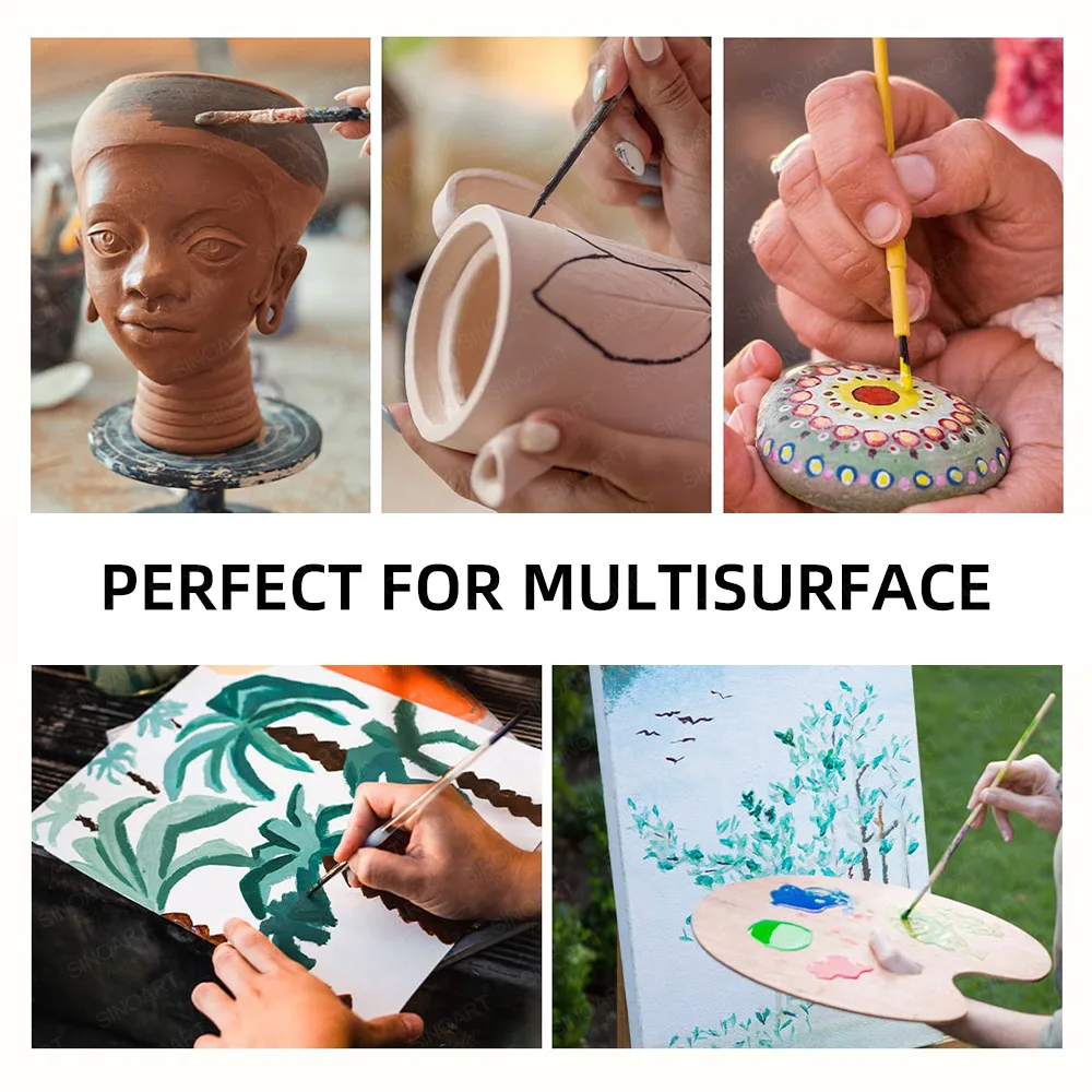 SINOART 12/24/36 colors 60ml/120ml Non Toxic Acrylic Paint Set for Canvas Wood Rocks Fabrics