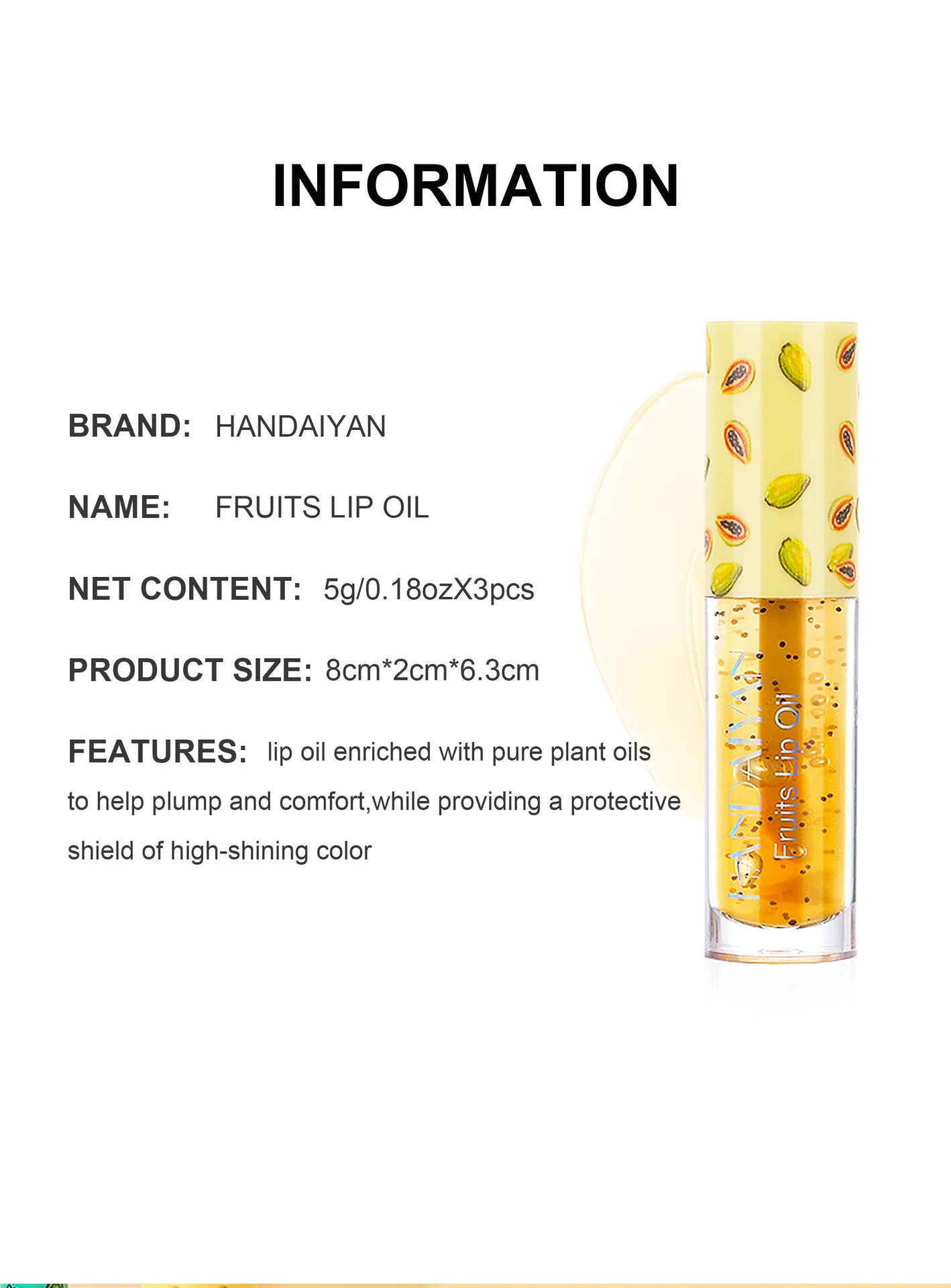 HANDAIYAN Fruit Lip Oil Glass Moisturizing Transparent Lip Honey Lightening pink Lines kids Lip Balm