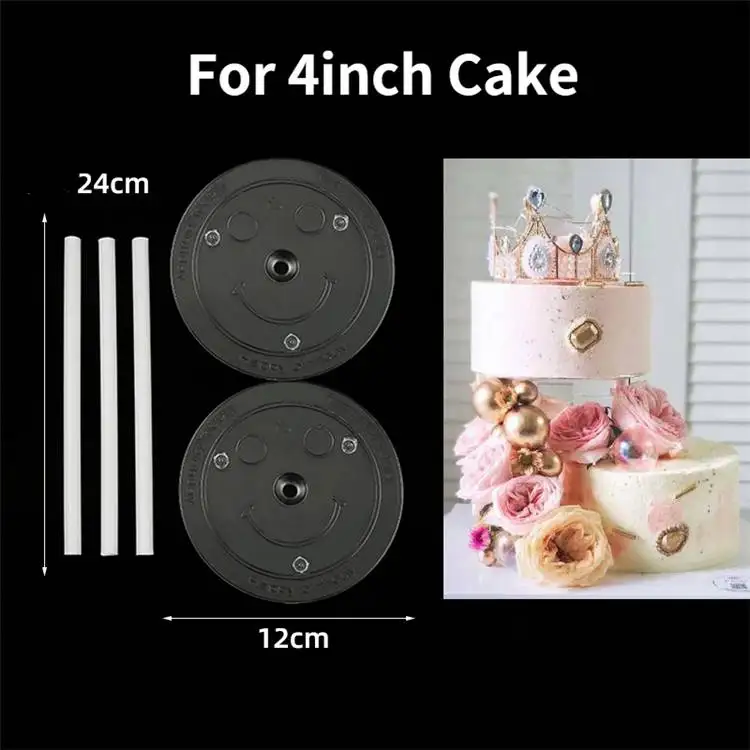 9/12/20/26cm Transparent Separator Plates Plastic Dowel Rods Set for Tiered Cake Construction and Stacking