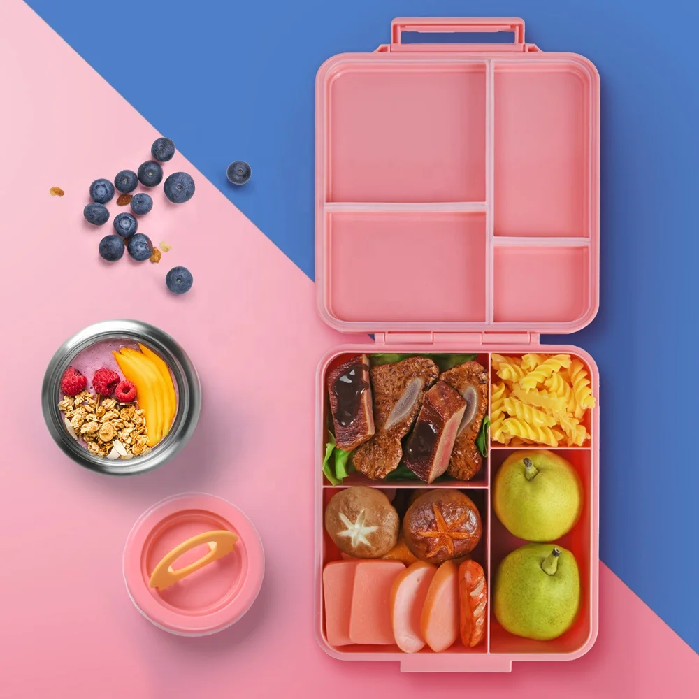 Picnic School Lunch Bag Children Bento Box 4 Compartments Food Container for Kids