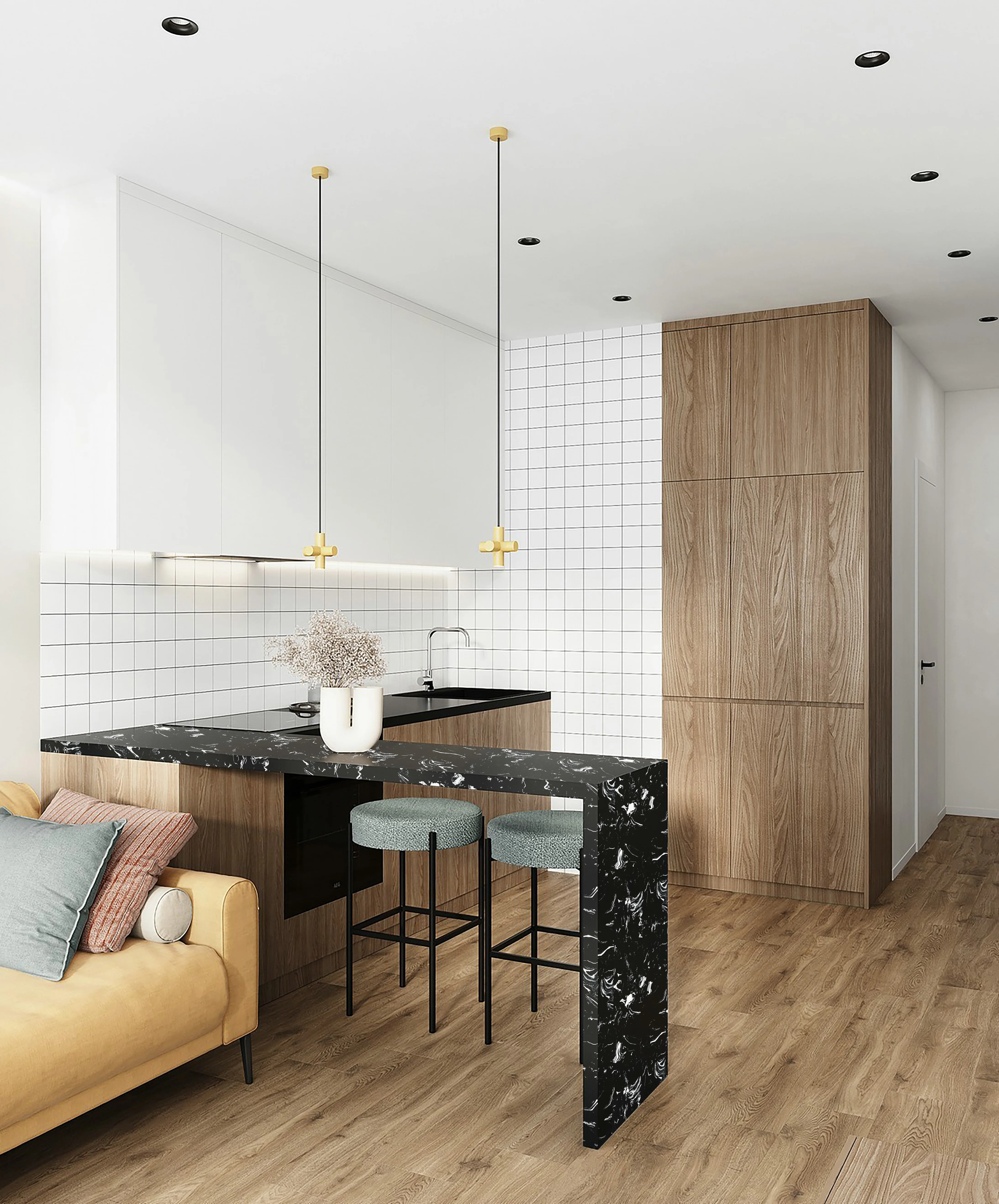 High quality shower wallboard countertop black artificial marble