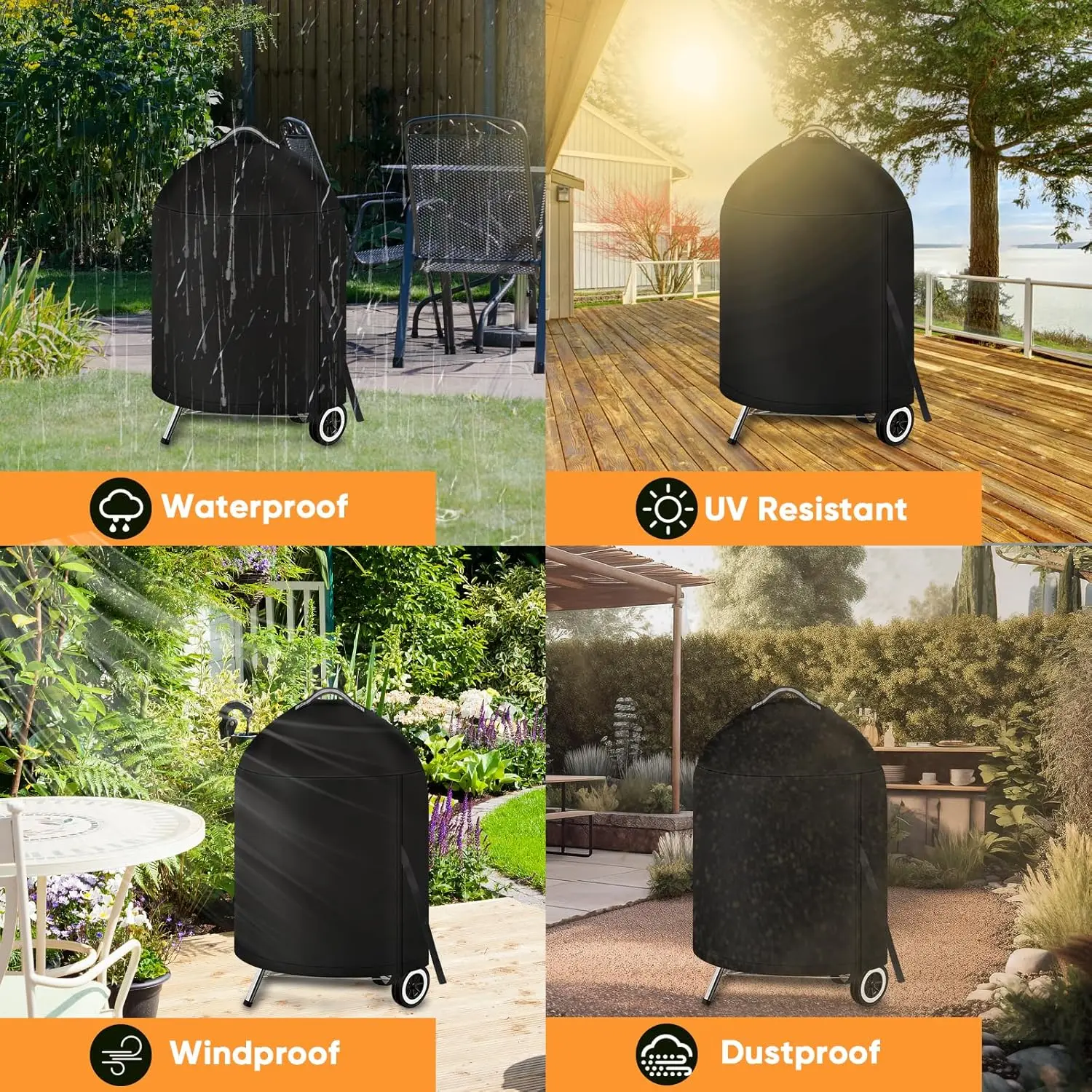 Round shape Grill Cover Heavy Duty Waterproof BBQ Cover  for Weber 22 Inch Charcoal Kettle-