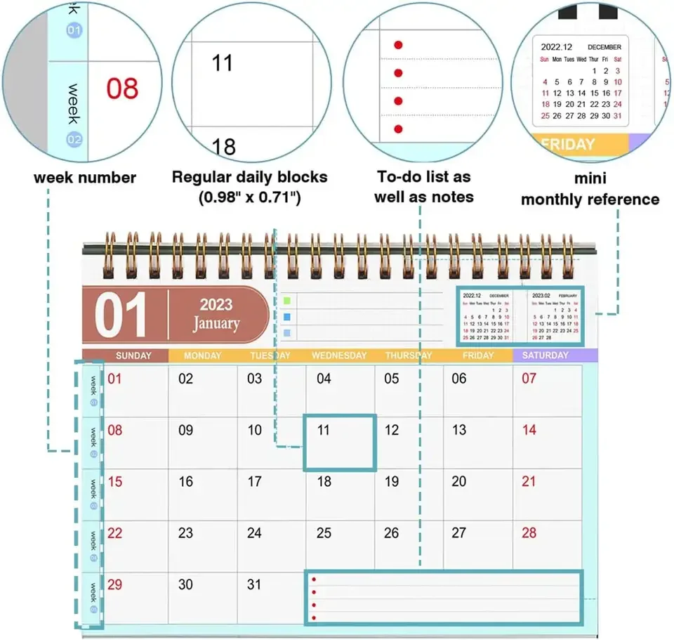 2023 год оптовая продажа календарь в твердой обложке на заказ большие календари двойной настольные украшения