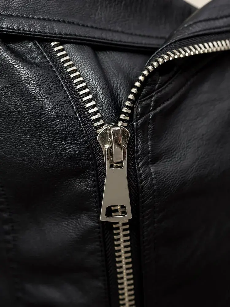 2019 Fashion Genuine Leather Coat Short Style Sheepskin Women Leather Jacket off shoulder