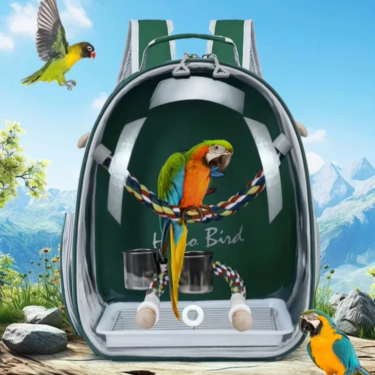 Bird Bag Parrot Go Out Backpack Transparent Cage Porous Breathable Portable Storage Aircraft Black Phoenix tiger Skin