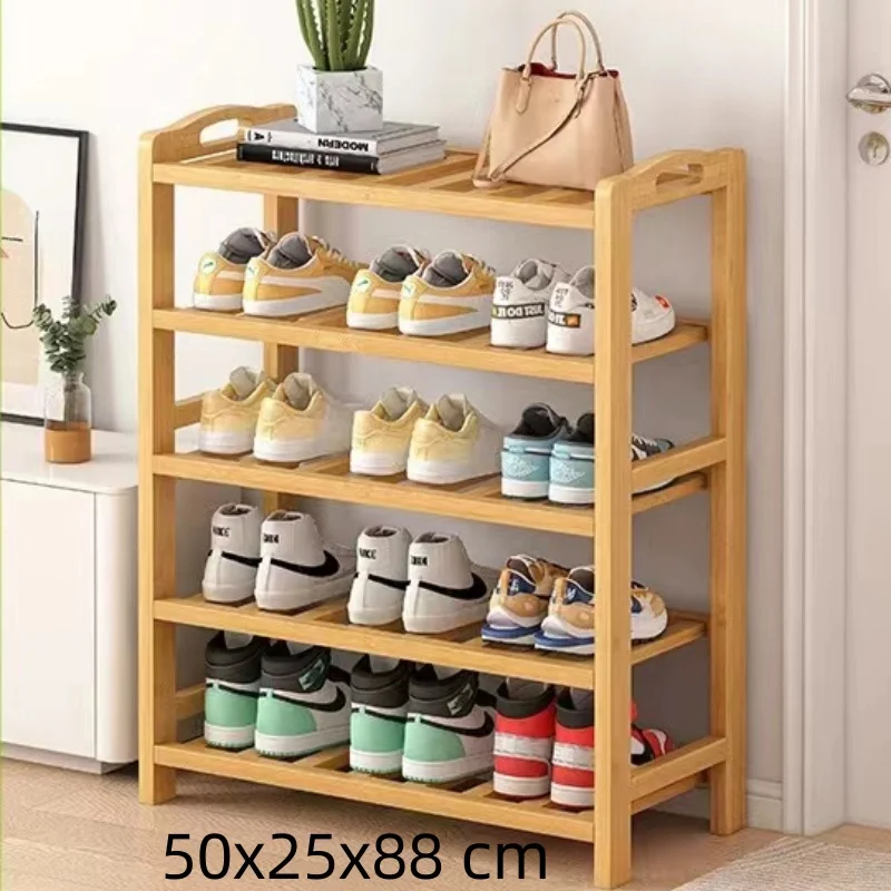 Custom Made Wooden Bamboo Large Capacity Five-tiers Simple Shoes Rack For Storaging Shoes Or Space-saving Home Shoe Cabinet