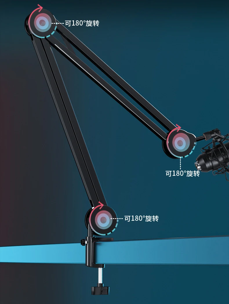 CHARMOUNT Professional Microphone Stand Studio Broadcasting Recording Condenser Microphone Mount Mic Arm