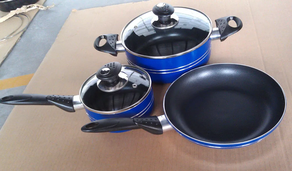 Home use 5pcs nonstick cookware set pressed aluminum pan and pot set with bakelite handle