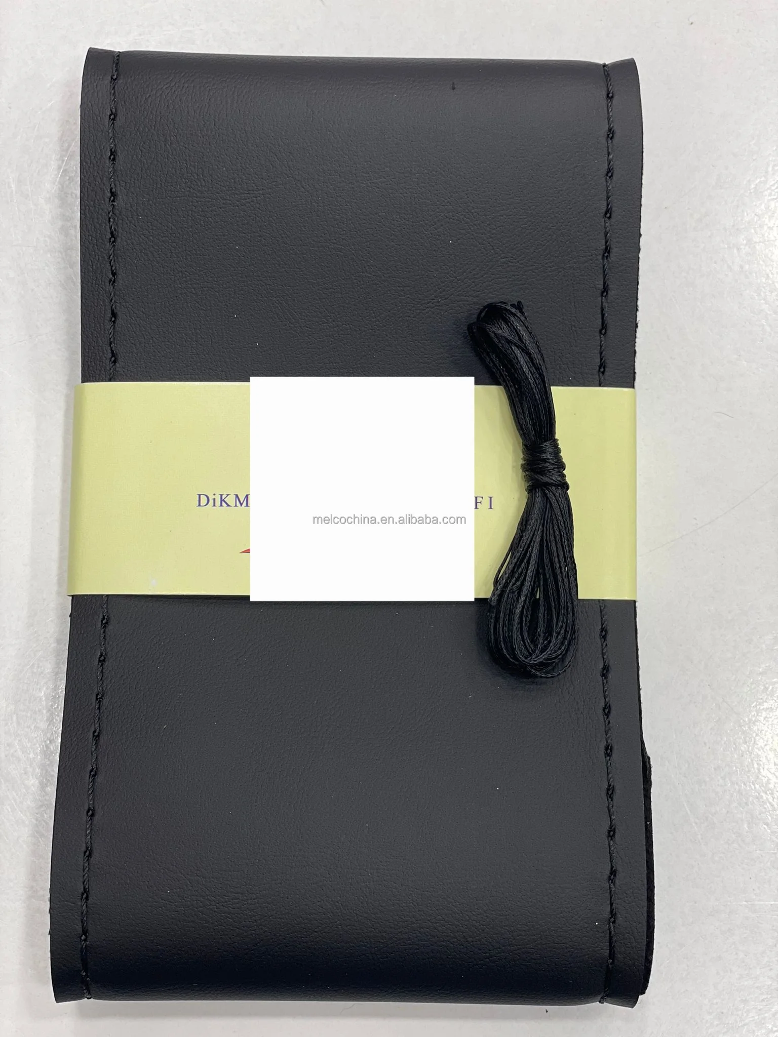 MELCO 2252 Genuine Leather,Red Hole Needle Thread Stitch on Wrap for Max Diameter 15 Inch, DIY Sewing Steering Wheel Cover