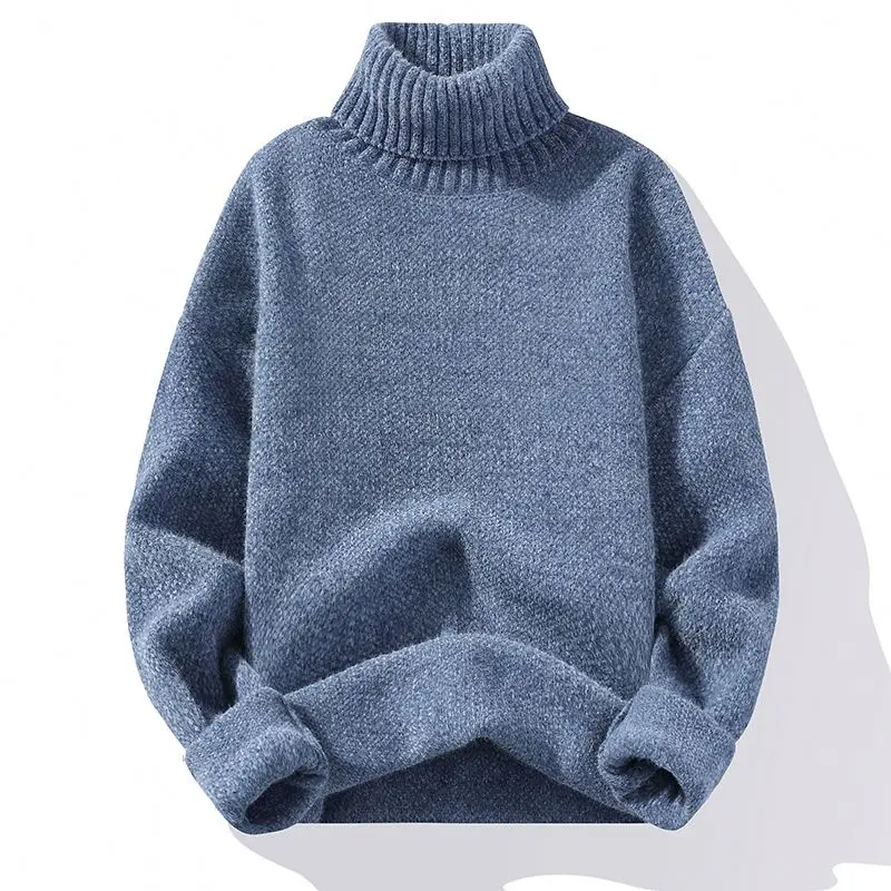 Men Solid Color Sweater Men Knitted Turtleneck Sweater Winter Male Knitted Sweater Causal Pullovers Man Clothes
