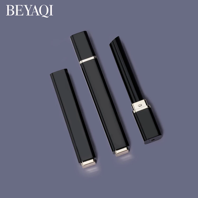 Fashion 1.5g Cosmetic Plastic Black Luxury Slim Lipstick Tube Square Lip Balm Container,tubo de batom slim lipstick container