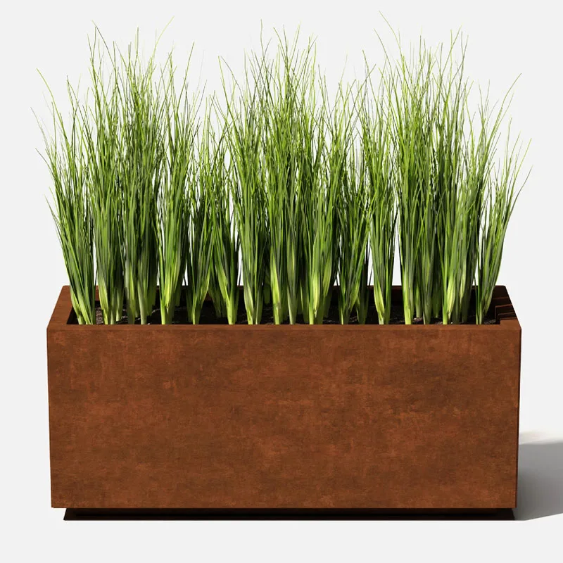 Outdoor Raised corten steel flower pot Garden Corten Steel Planters Rectangular Planter Box Manufacturers Suppliers from China