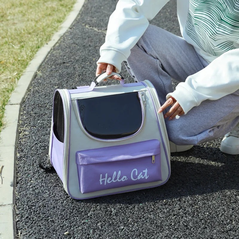 Portable Breathable Pet Backpack Ventilated Design Safety Straps Cat Carrier Bag Travel Backpack For Cats Small Dogs