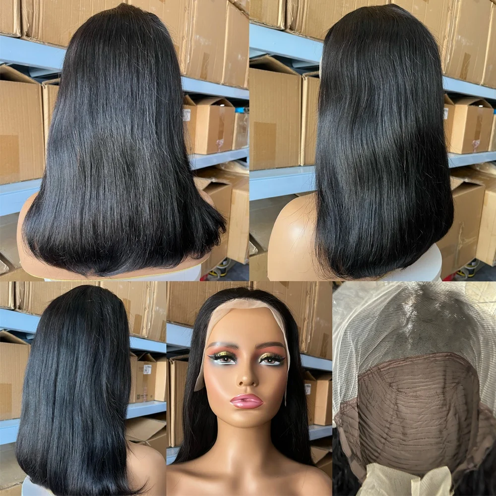 12A Cheap Raw Brazilian Virgin 100% Human Hair Short Bob Frontal Wigs HD Lace Front Wig Transparent for Black Women