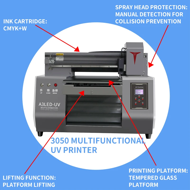 UV printer premium edition high-speed inkjet digital UV book printer Dtf printer suitable for small batch products A3 size 30cm