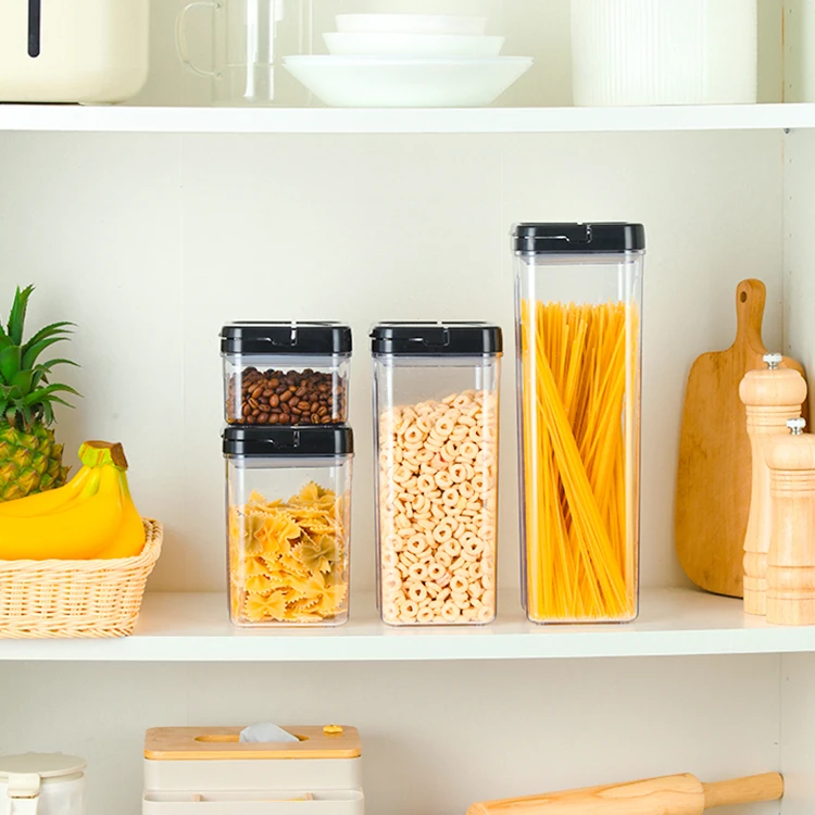 low price large airtight kitchen cookie stackable plastic food container storage jar with transparent top lid