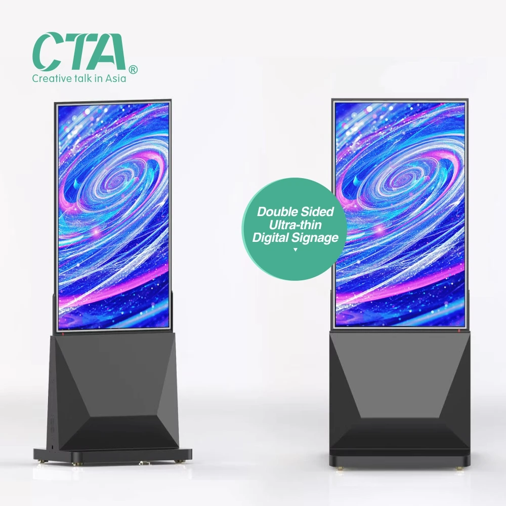 New Design 55 Inch Ultra Slim Double-sided LCD Screen Floor Standing Advertising Display