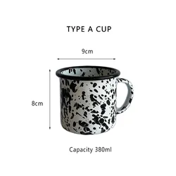 Cutelife Nordic Vintage Black Splash Enamel Marble Design Dinnerware Set Home Decor Dishes Plates Mug Bowls Porcelain Dinner Set