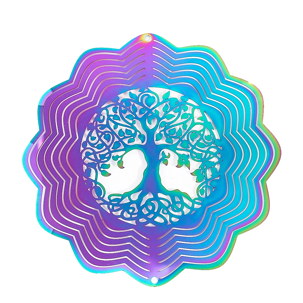 Tree of Life Nordic 3D Mandala Wind Color rotating wind chimes Hanging decorations in the outdoor garden