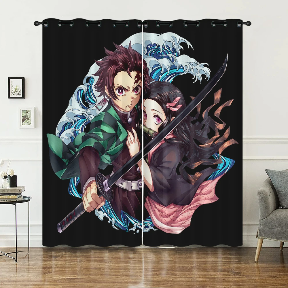 High quality shower curtain blackout fabric cartoon Demon Slaye curtain