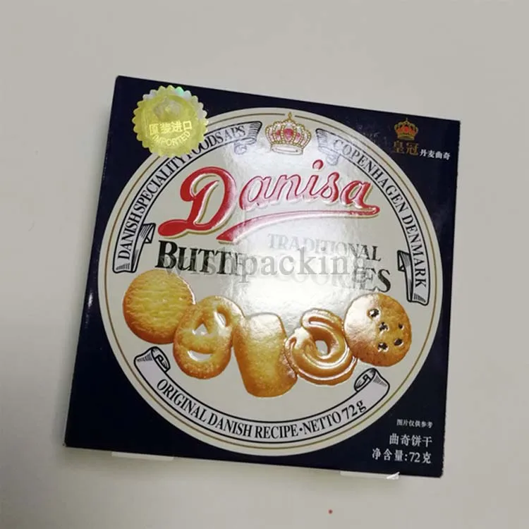 Butter cookies baked biscuits bread tall embossing design logo food paperboard packaging carton paper box