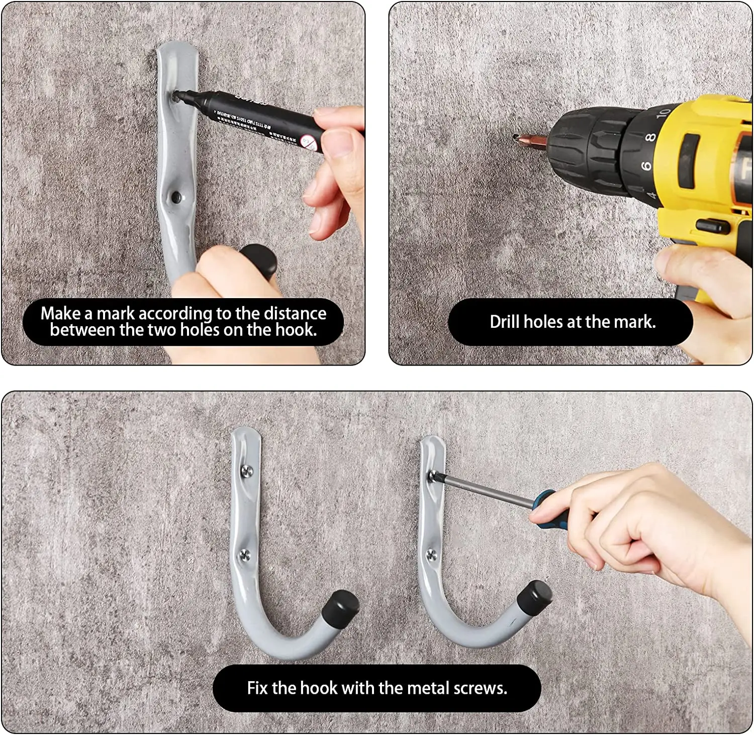 Black Spray Red Rubber Jacket Utility Organizer Heavy Duty Storage Wall Hangers Ladder Hooks For Garage Three Sizes