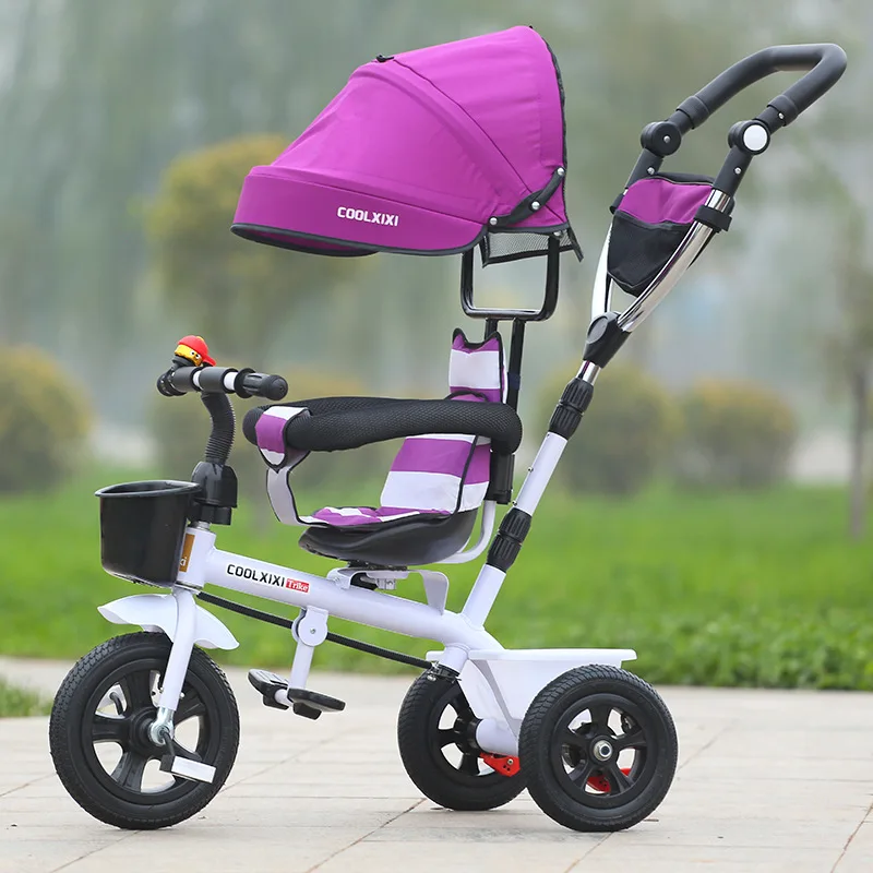 Trike Toddler 3 Wheel Children Tricycles 4 In 1 Baby Tricycle For Kid With Sunshade 1-6 Years
